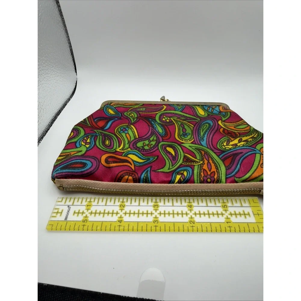 Vintage Small Snap Clutch With Bottom Zip Taiwan Bright Colors Retro‎ Flowers